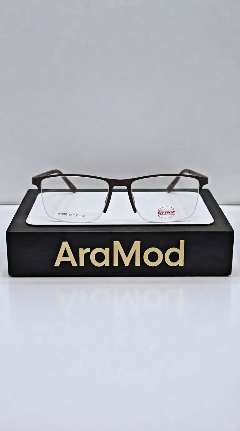 عینک گریس نیمه فریم قهوه‌ای تیره مدل AM38045 سایز ۵۱-۱۷-۱۳۸