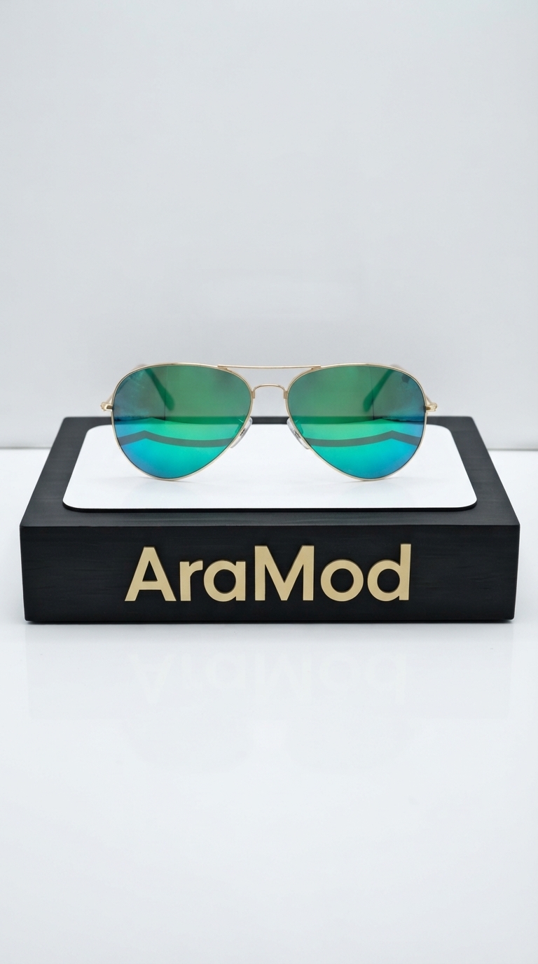 عینک آفتابی RayBan خلبانی طلایی مدل AM28096 سایز ۵۲-۱۴-۱۳۸ درجه تیرگی ۳N