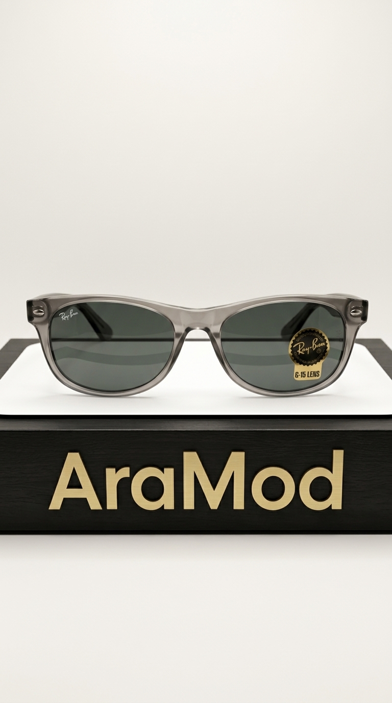 عینک آفتابی Ray Ban طوسی شفاف مدل AM28101 سایز ۵۲-۱۸-۱۴۰